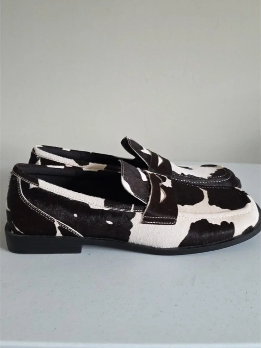 *SOLD* ZARA | animal print leather loafer Brown White Sz 41 - Picture 5 of 8